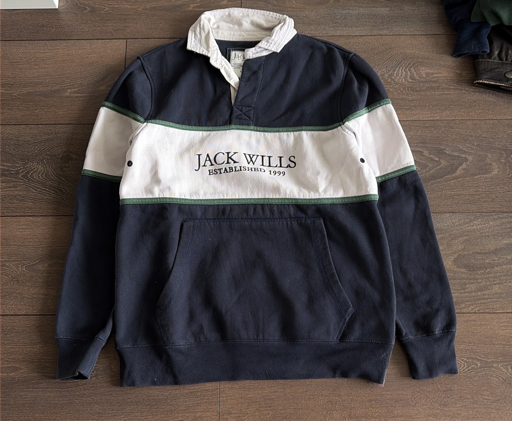 Jack Wills Rugby Shirt | Classic British Long Sleeve Pullover | Contrast Collar
